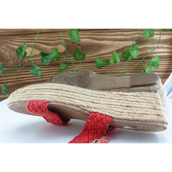 Jessica Simpson Sz 7.5 M‎ Orange Ankle Strap Fabric Women Sandals Leila - Picture 10 of 11